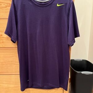 Nike Men’s Purple Short Sleeve Tee with Lime Swoosh